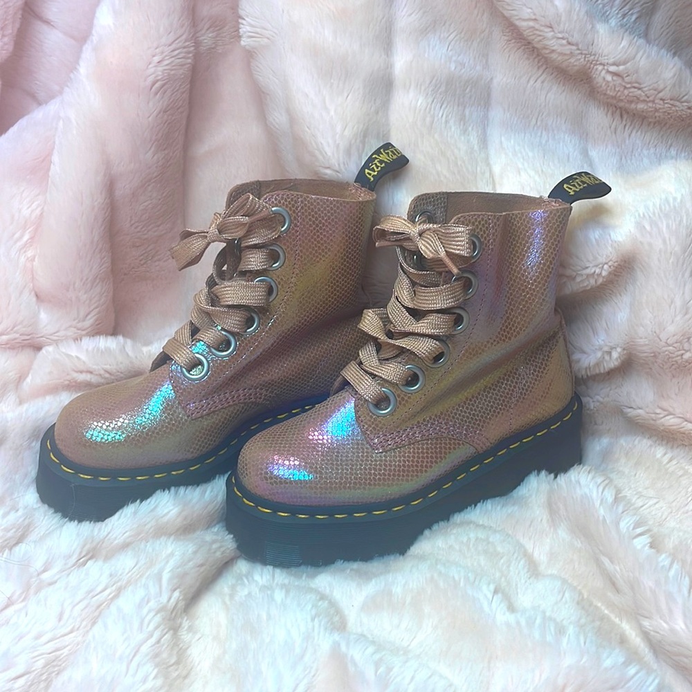LIKE NEW Pink Iridescent Molly Style Dr. Martens Boots